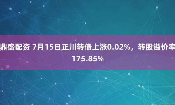 鼎盛配资 7月15日正川转债上涨0.02%，转股溢价率175.85%